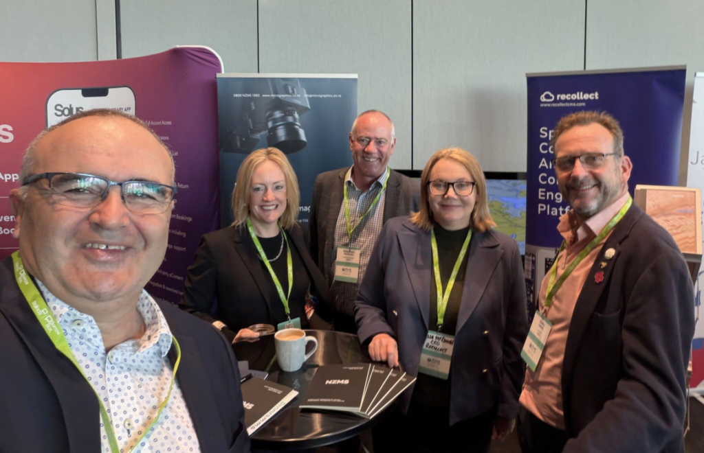 NZMS General Manager Andreas Paxie, LIANZA Professional Development & Events Lead Paula Eskett, NZMS Southern Regional Manager Stephen Hardman, Recollect CEO Lisa McDonald and NZMS, Recollect & Desktop Imaging Founder Andy Fenton at the PLNZ forum.